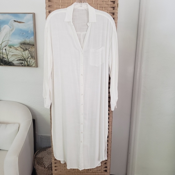 🌺 L*Space Barcelona White Button-Up Midi Dress Coverup Resortwear XS/S 🌺 - Picture 6 of 10